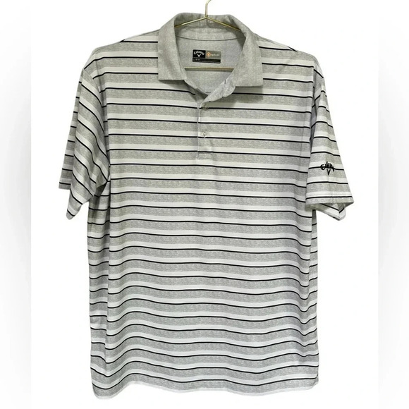 Callaway | Men’s Opti-Dri Polo in Grey Black & White Stripe, Size Large - Picture 2 of 5